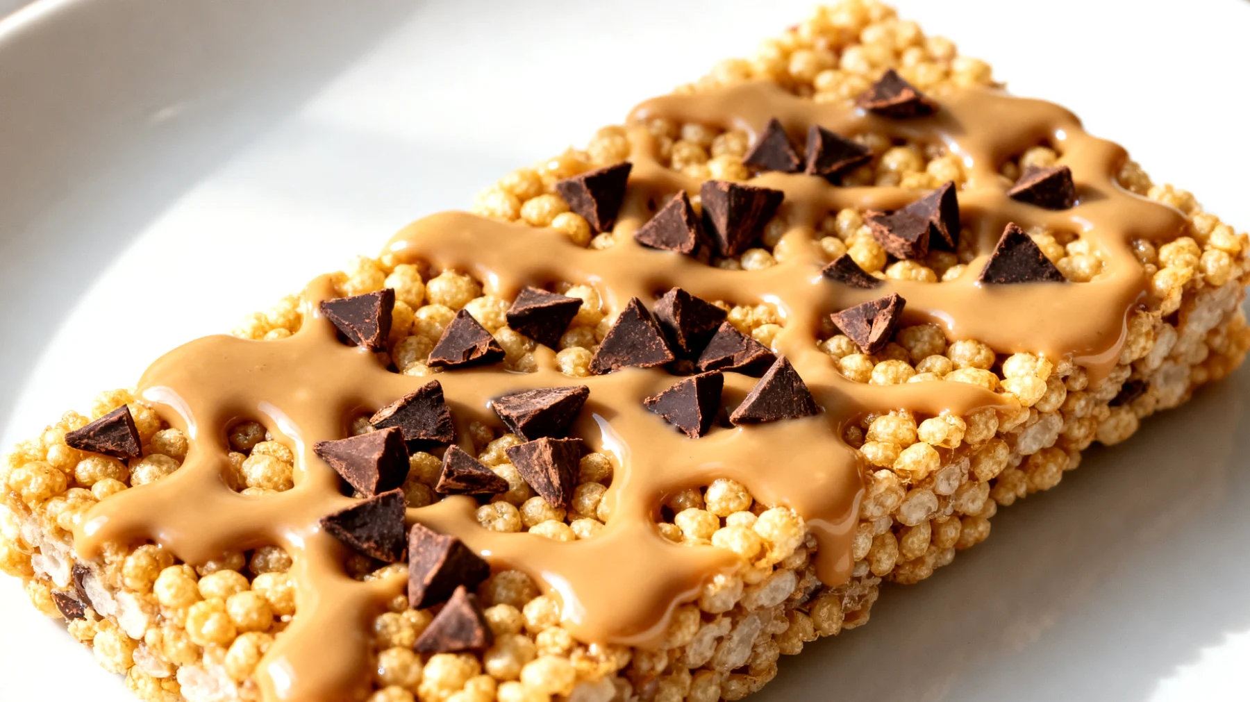 Amaranth-Puffreis-Riegel mit Tahin und Kakao-Nibs"