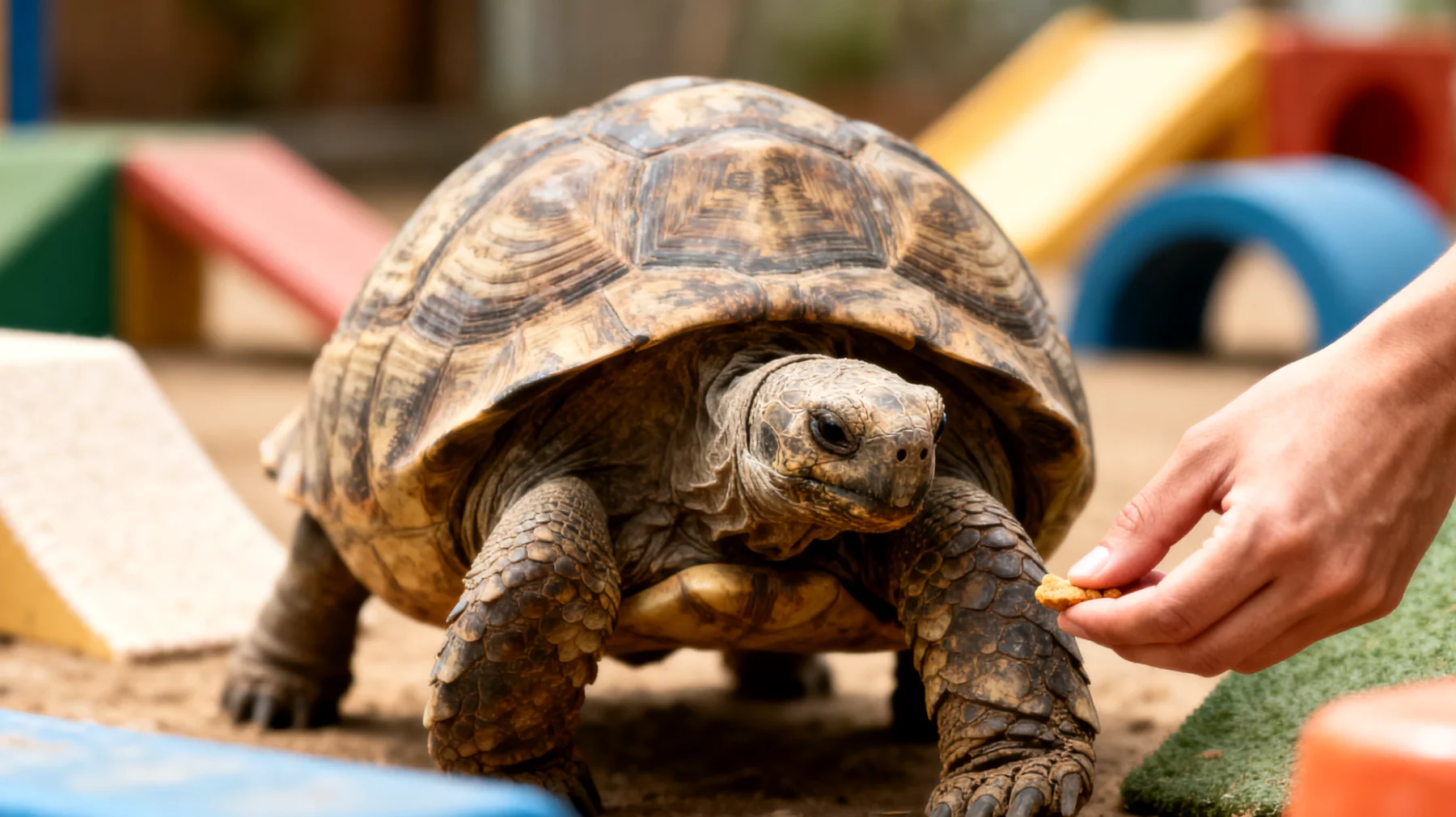 Ältere Schildkröten benötigen oft spezialisierte Trainingsmethoden und Verhaltensanpassungen, da ihre kognitiven Fähigkeiten und körperliche Mobilität mit dem Alter nachlassen, während gleichzeitig Routinen etabliert werden müssen, um ihre mentale Stimulation aufrechtzuerhalten"